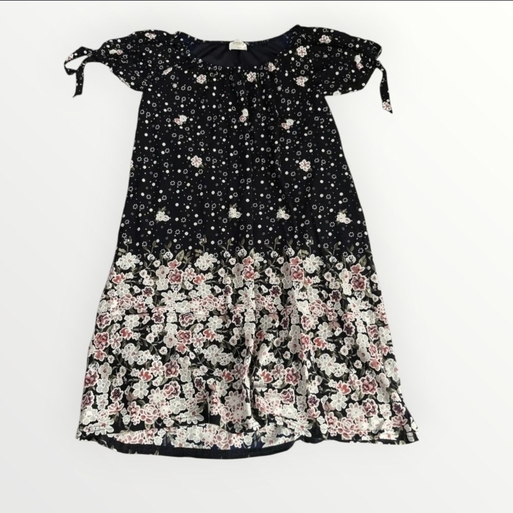 Siren Lily Petite Floral Tie-Sleeve Shift Dress - Boho-Size Petite SM - Picture 3 of 7